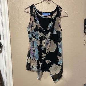 Simply Vera layered look tank with button down sleeveless floral top layer
